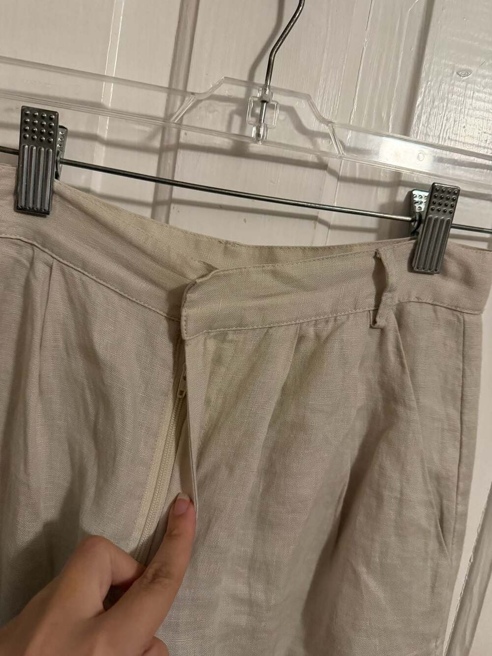 Sundays by We Are Sundays Beige 100% Linen Pleated Wide-Leg Pants XS - Picture 2 of 8